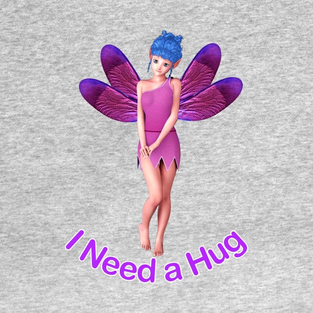 I need a hug elf fairy faerie in pink cute and sad by Fantasyart123